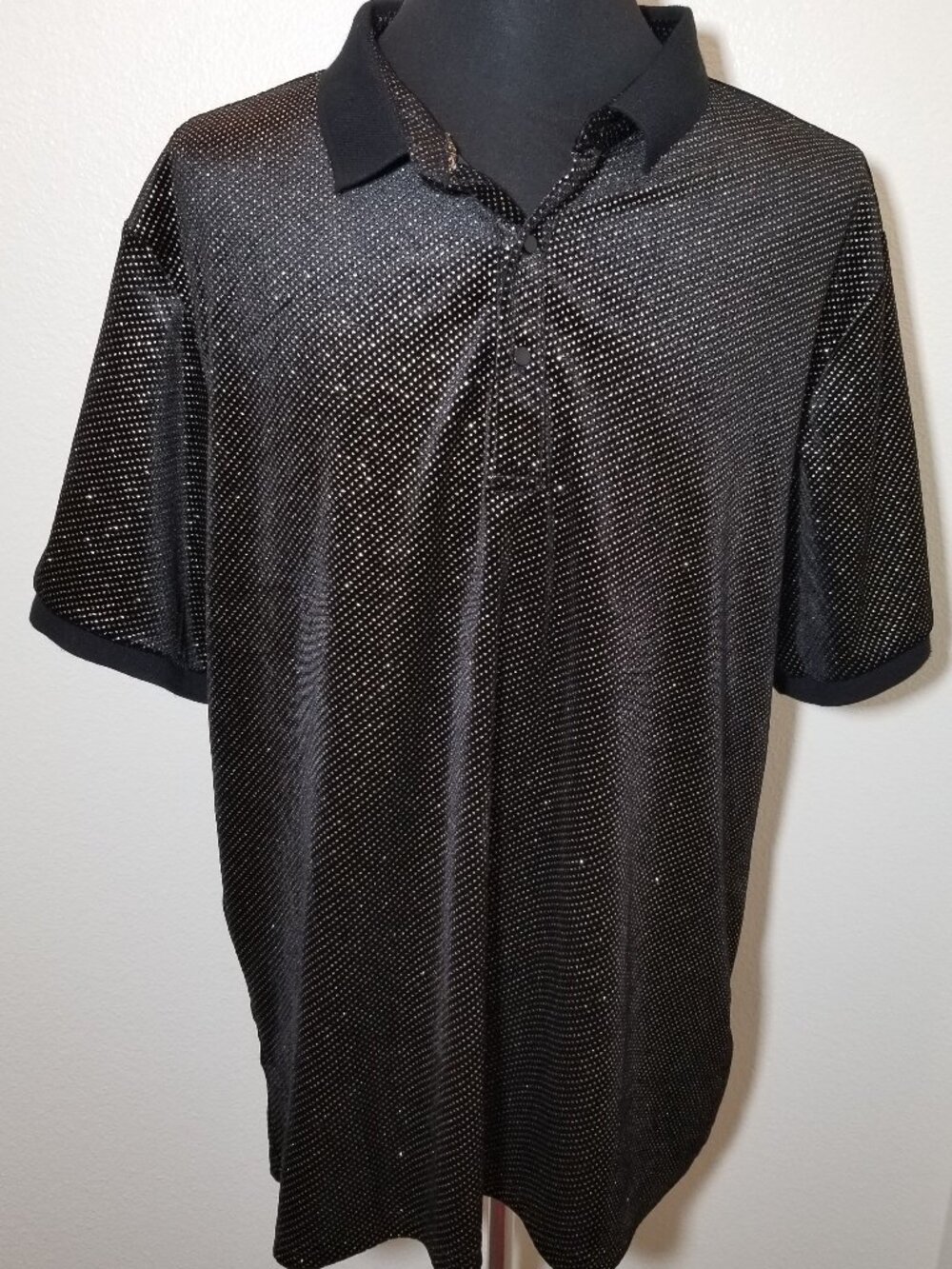 Casa‎ Moda Couture Mens 4X Short Sleeve Polo Black & Gold Luxury Money Retro NWT